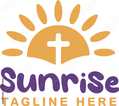 sunrise cross playful logo