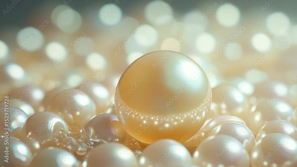 A close-up of a large white pearl ball surrounded by smaller white pearls, perfect for jewelry or decorative purposes.