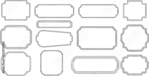 Collection of elegant decorative frames in various shapes outlined in classic black for design projects.