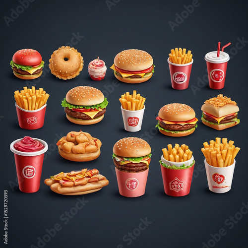 Vector illustration set of food icons including cake coffee candy cupcake bread chocolate hamburger sandwich croissant and breakfast meal perfect for bakery dessert restaurant design sweet cartoon art