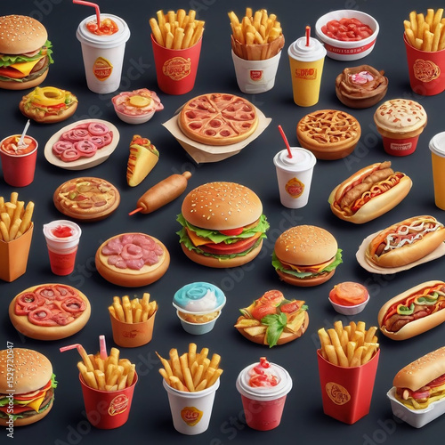 Vector illustration set of food icons including cake coffee candy cupcake bread chocolate hamburger sandwich croissant and breakfast meal perfect for bakery dessert restaurant design sweet cartoon art