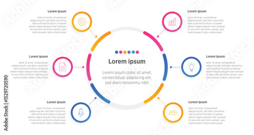 Design infographic 6 options, Business concept infographic template can be used for workflow layout, diagram, number options, timeline or milestones project.