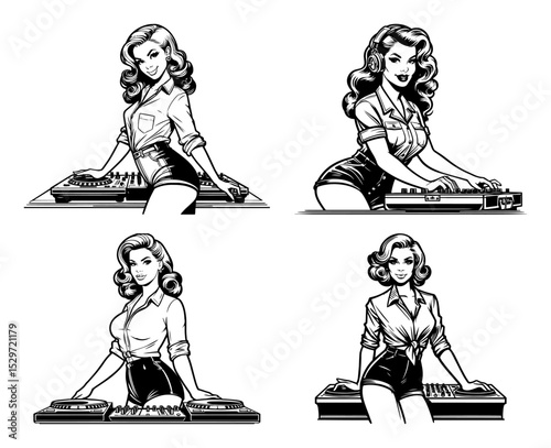 retro pin up dj girls set
