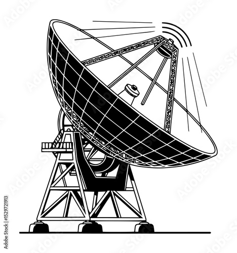 engraved satellite dish communication tower
