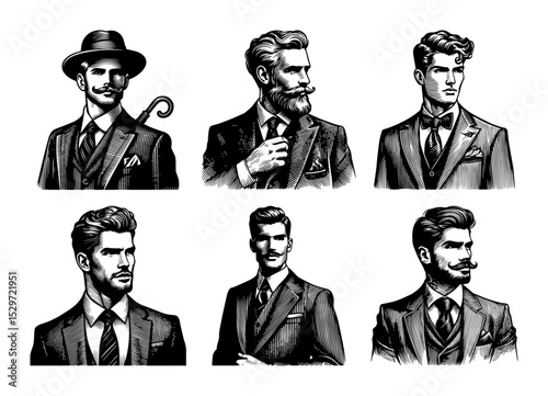retro male portraits with vintage fashion
