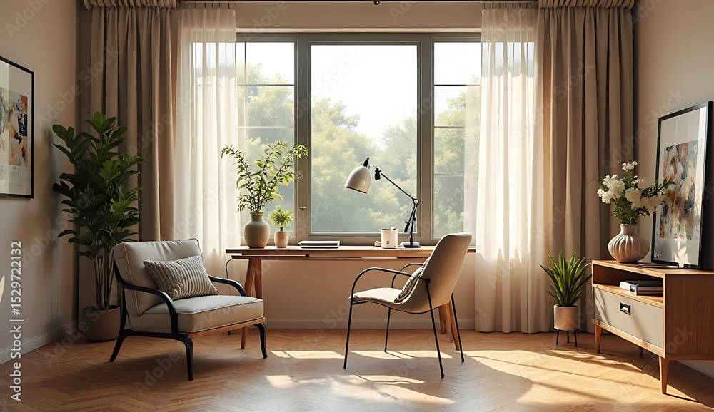 Fototapeta premium modern living room with fireplace
