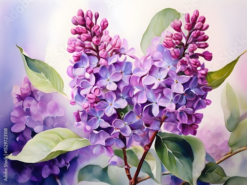 Branch of blooming purple lilac