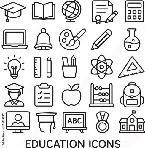 Education line Icons set editable vector