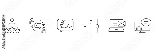 Customer service and support outline icons collection. Support and service icons for web and mobile app. Online help, assistance, customer, 24 hrs, service and more. Vector illustration.