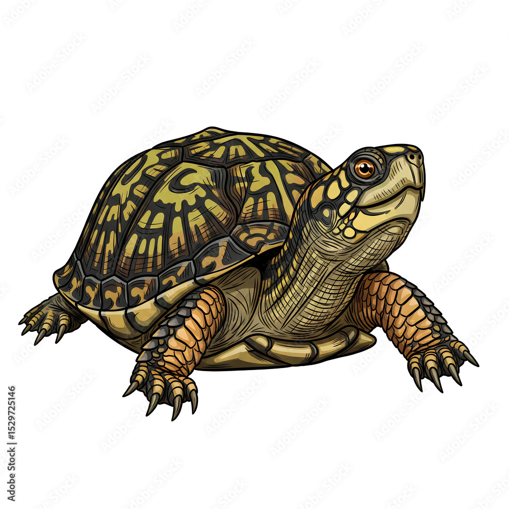Fototapeta premium Eastern Box Turtle Side View Isolated Transparent PNG Image