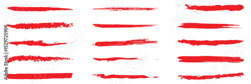Collection of hand drawn red grunge brushes. Vector Grunge Brushes. Dirty Artistic Design Elements. Creative Design Elements. White background. Distress Frame, Logo, Banner, Wallpaper.   EPS 10 .