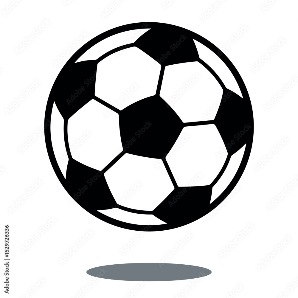 Fototapeta premium Black and White Football Silhouette Vector – Isolated Sports Icon, Soccer Ball Illustration