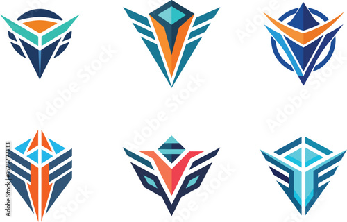 Six Modern Geometric Logo Designs Perfect for Branding Gaming Tech Startups and Businesses needing a sharp professional identity
