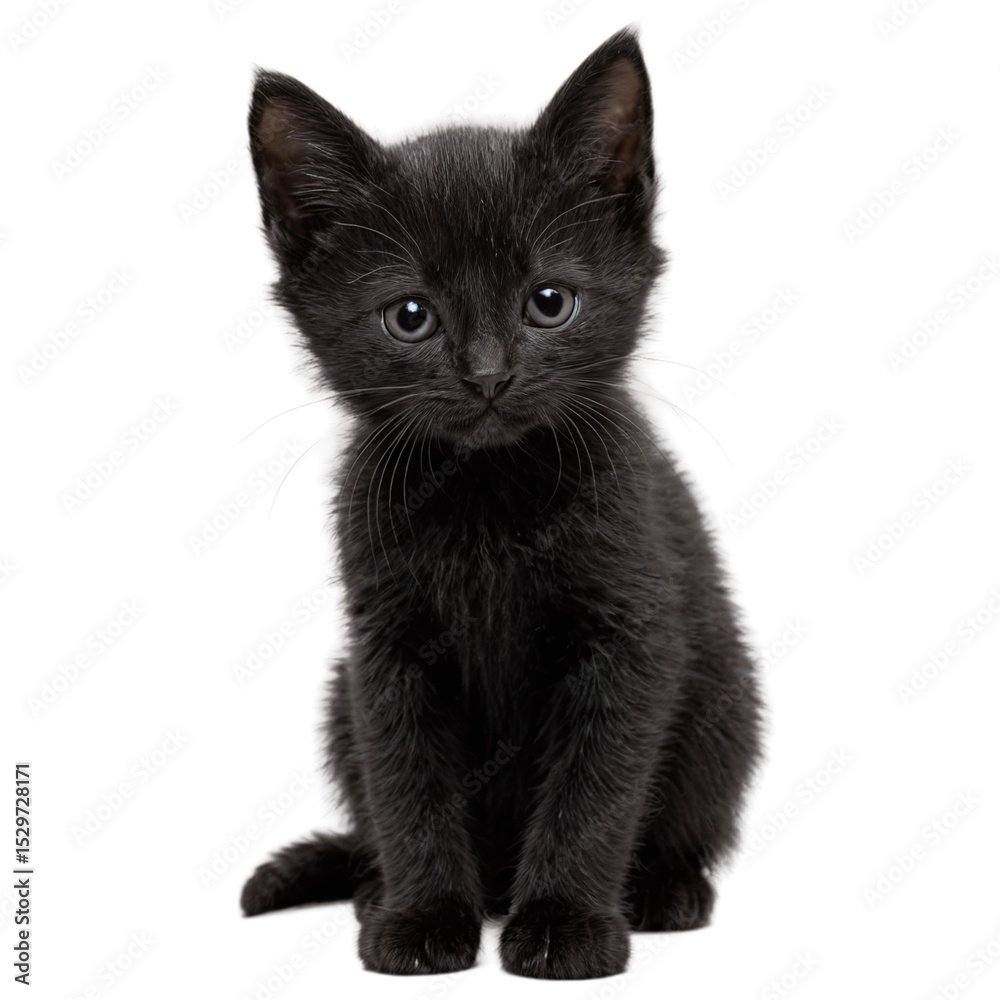 Obraz premium black kitten isolated on transparent background