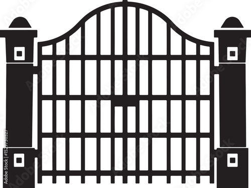 Wrought iron gate silhouette icon vector illustration isolated on white background