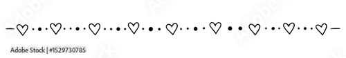 hearts and dots decorative border divider in vector line style