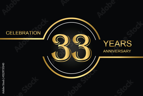 Wallpaper Mural Luxury 33rd anniversary celebration design with gold text on a dark background. Perfect for elegant event invitations, milestone banners, or corporate anniversary templates. Torontodigital.ca