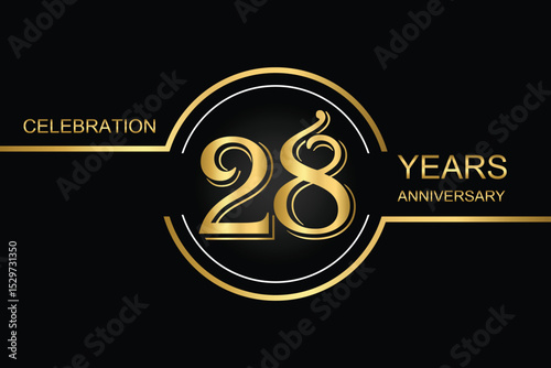Wallpaper Mural Luxury 28th anniversary celebration design with gold text on a dark background. Perfect for elegant event invitations, milestone banners, or corporate anniversary templates. Torontodigital.ca