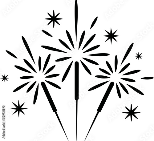 Sparkling Fireworks Icon Set   Festive Vector Illustrations design
