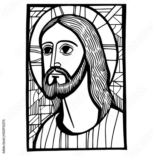 jesus christ in stained glass style religious vector