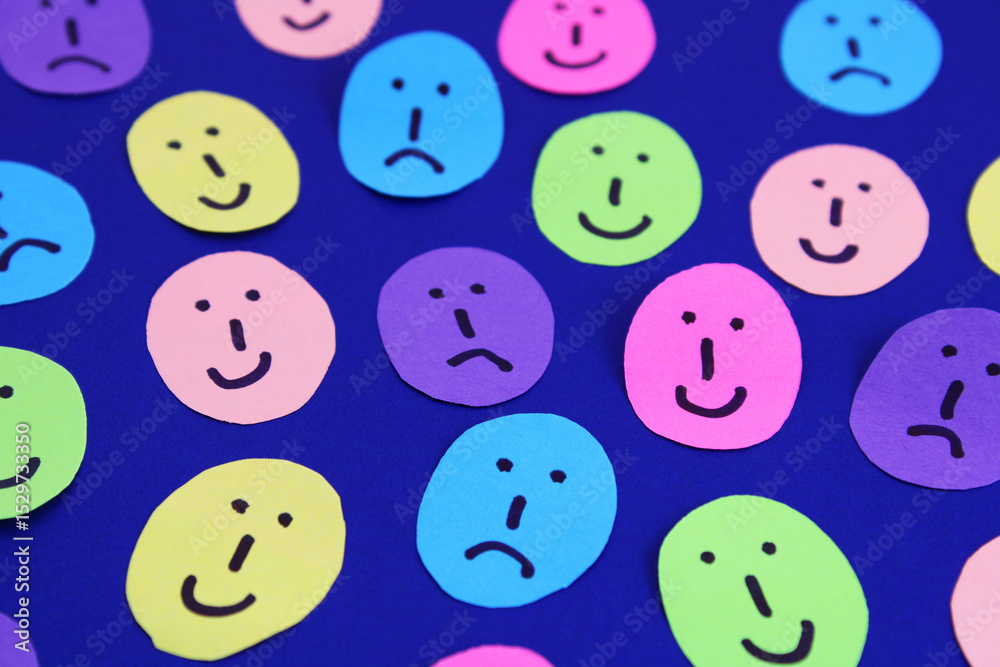 Obraz premium Background with faces expressing different moods