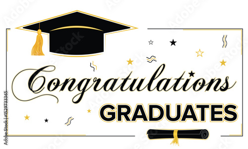 Congratulations Banner Graduation Cap with Certificate