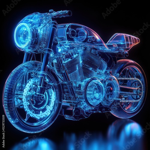 Futuristic Motorcycle, Transparent Vision of Speed and Power