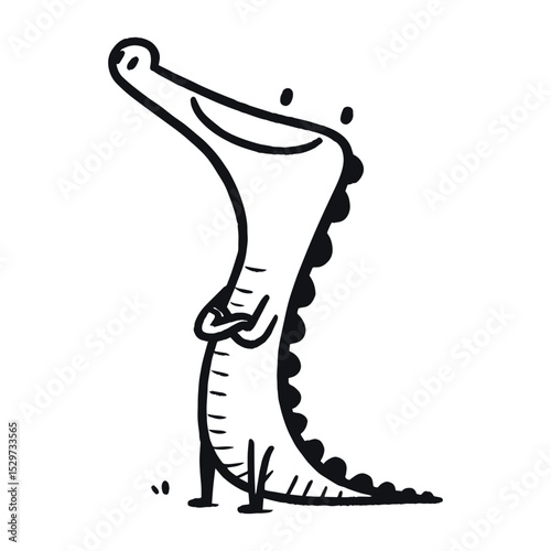Cartoon crocodile illustration, on transparent background, vector