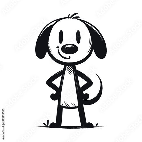 Cartoon dog standing upright illustration, on transparent background, vector
