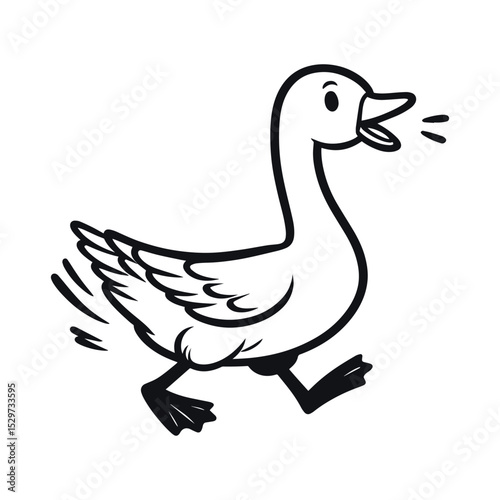 Cartoon duck walking illustratio, on transparent background, vector