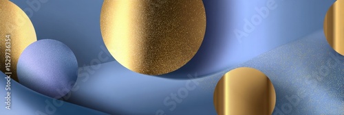 Blue and gold modern banner layout with space for branding