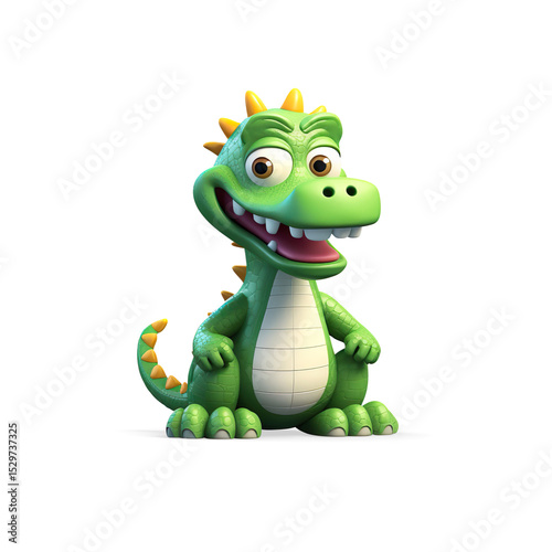 3D Crocodile on a Transparent Background