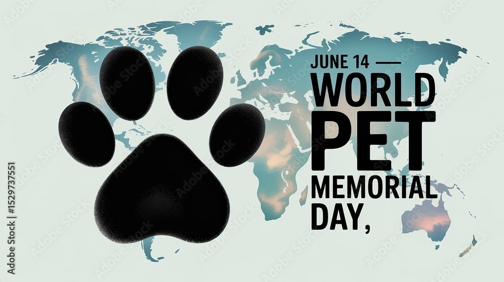 Obraz premium World Pet Memorial Day, Honoring beloved pets through remembrance across every continent and heart.