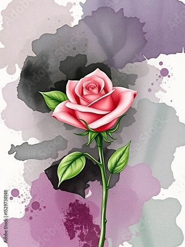 Elegant Pink Rose Illustration - Botanical Floral Art for Wedding Decor
