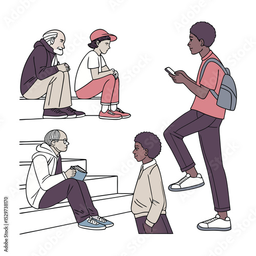 Diverse Generations Connecting  Illustrations of Intergenerational Interactions and Urban Life