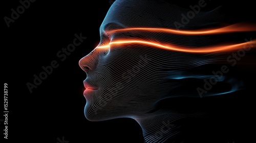 Dynamic Light Emission Digital Art Abstract Portrait Dark Environment Close-Up Viewpoint