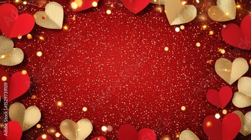Celebrating New Year's Eve with Blurred Red and Gold Sequins Festive Atmosphere Joyful Vibe