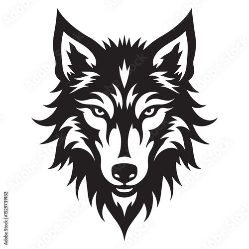 Wolf head face logo vector illustration 