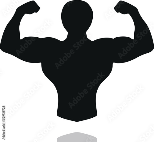 Bodybuilder's Shadow: A striking silhouette of a muscular bodybuilder flexing, embodies the peak of physical strength, determination, and discipline.