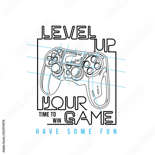 Level Up Your Game Time To Win Game Pad vector illustration