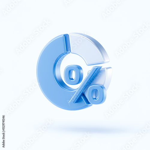 3D Pie Chart with Percentage Symbol for Analytics