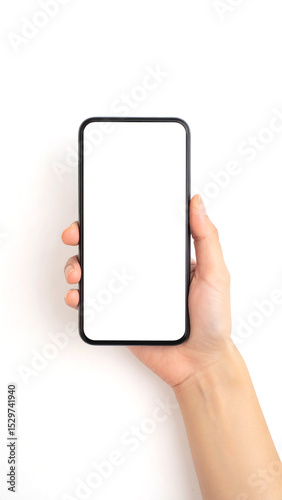 Woman hand holding a black smartphone