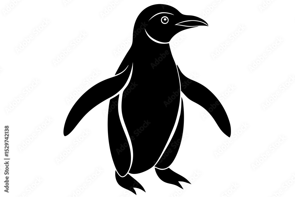Naklejka premium Black silhouette of a single penguin
