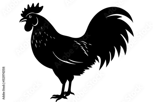 Black silhouette of a rooster illustration