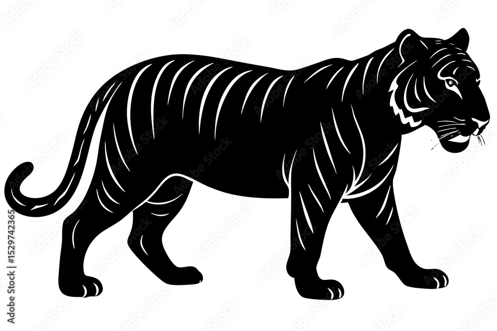 Fototapeta premium Black and white silhouette of a tiger