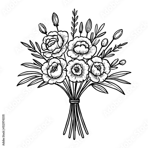 Vector illustration of a bouquet of flowers, floral art design.