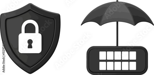 Cybersecurity data protection privacy shield secure network security safety online protection system lock safe editable stock vector illustration
