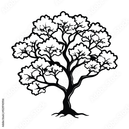 japanese cherry blossom tree in traditional brush .eps