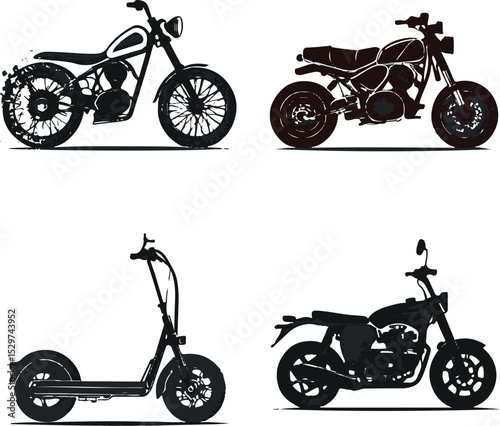 set of motorcycles