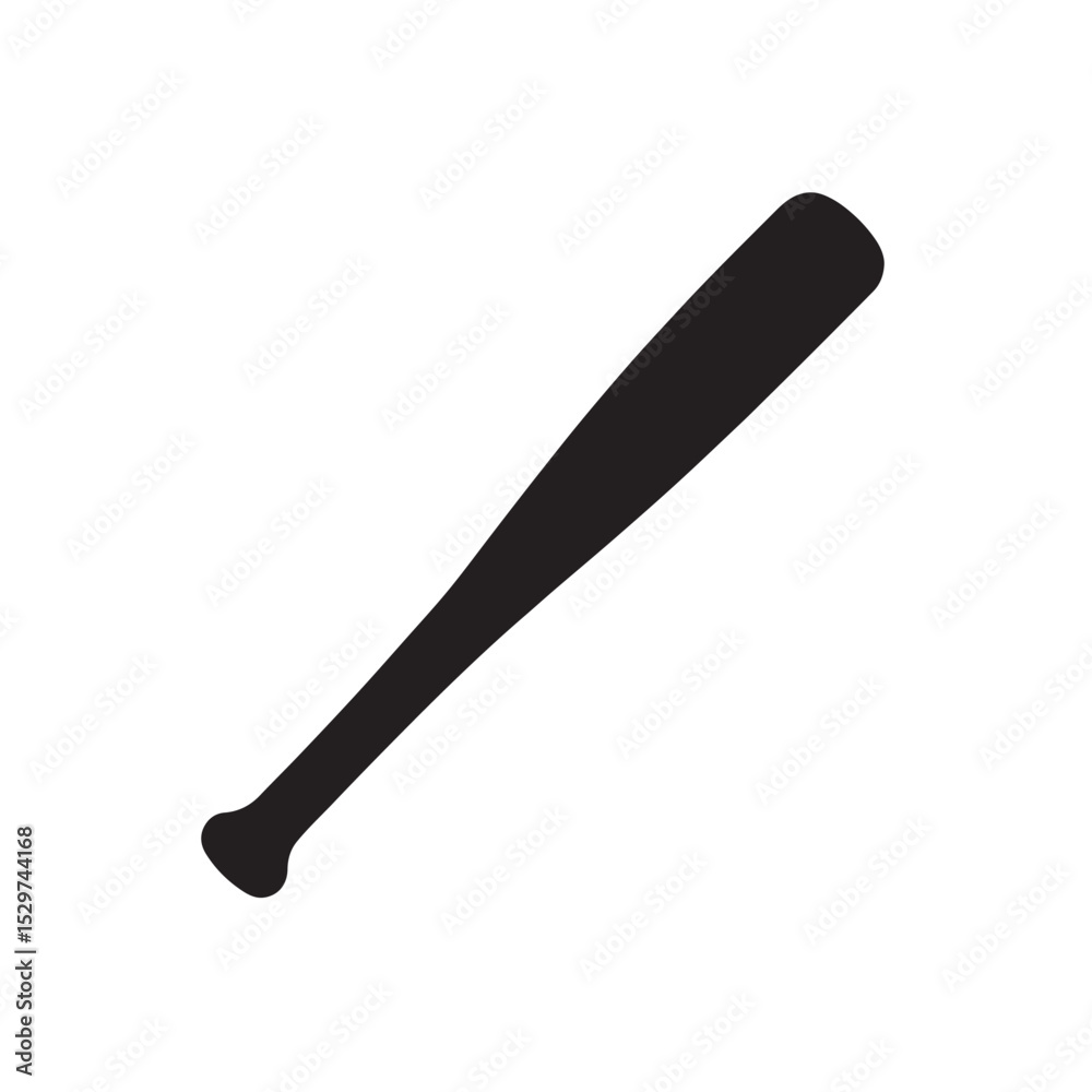 Silhouette of Baseball Bat Isolated on White Background Vector Illustration